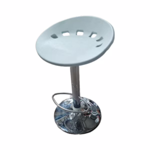 Tabouret DESIGN ROND blanc & pied inox